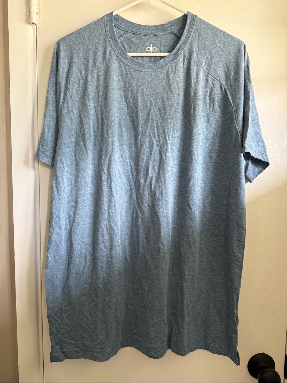 ALO Vapor Crewneck Men’s Short Sleeve, Heathered Blue, Size Large, NWOT